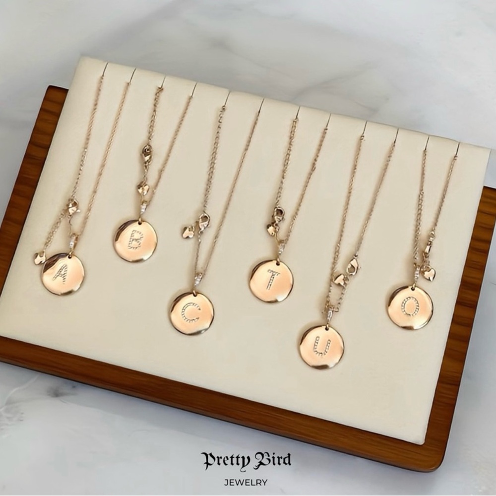 18k Rose Gold Plated Medallion Initial
Pendant Necklace